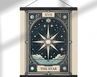 Framed "The Star" Tarot Card Print - Dark Academia Gothic Witch Tarot Art Print - Celestial Decor -Witch Artworks - Astrology Wall Art
