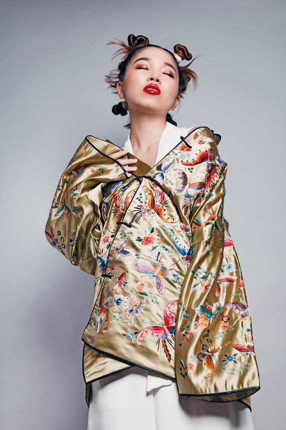 Vintage Chinese Silk Embroidered Butterfly Jacket