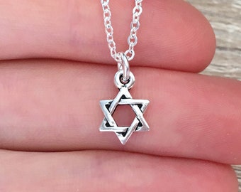 Tiny Star of David Necklace Bar Mitzvah Gifts for Her Judaica Jewish Jewelry Hebrew Silver Magen David Pendant Israel Jewelry Small Charm