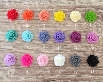 18/36 Pcs ~ 20mm Resin Rose Flower Beads Charms Flatback Cabochon Jewelry Crafts Embellishment Findings