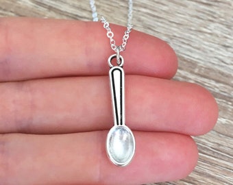 Tiny Spoon Necklace Unique Gifts for Her Spoonie Teaspoon Charm Novelty Pendant Silver Jewelry Fibromyalgia Chronic Illness Lupus Awareness