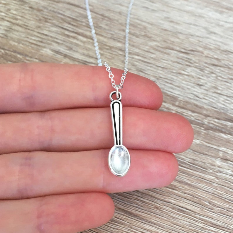 Spoon Necklace 925 Sterling Silver Chain Gift for Tea Lover Etsy
