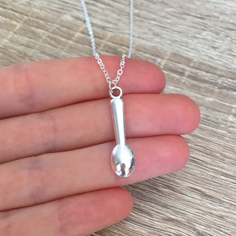 Spoon Necklace 925 Sterling Silver Chain Gift for Tea Lover Etsy