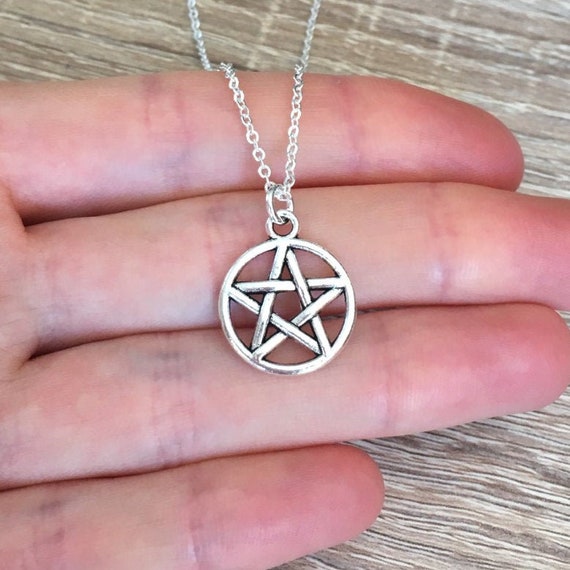 punktum Lam Indflydelsesrig Pentagram Necklace 925 Sterling Silver Chain Wicca Jewelry | Etsy