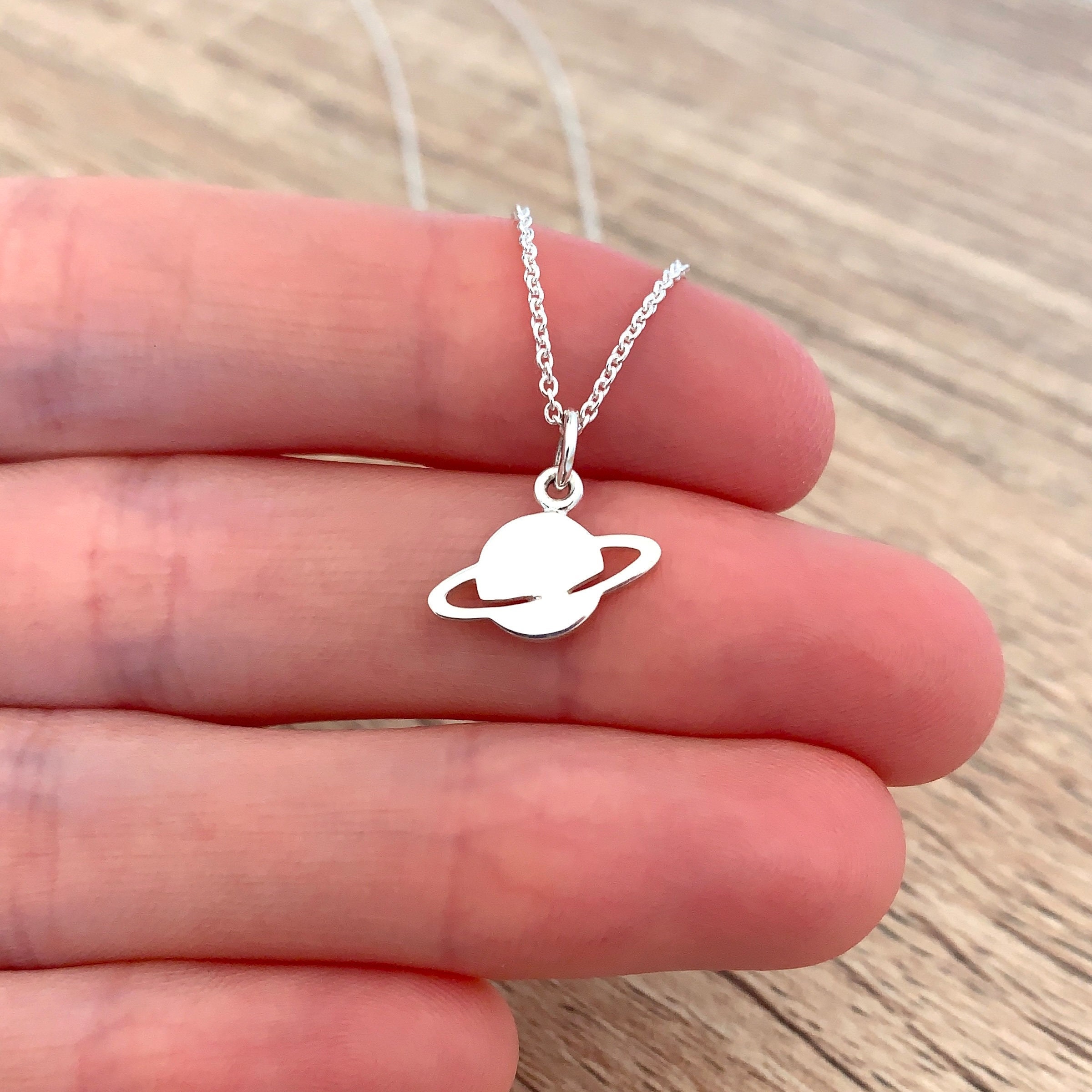 Saturn Necklace 925 Sterling Silver Astronomy Gift Etsy