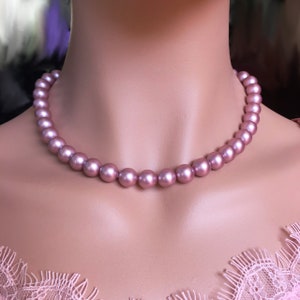 Blush Pink Pearl Necklace Sterling Silver Mother of the Bride Gift for Women Long Classic Bridal Necklace Wedding Large Beaded Choker