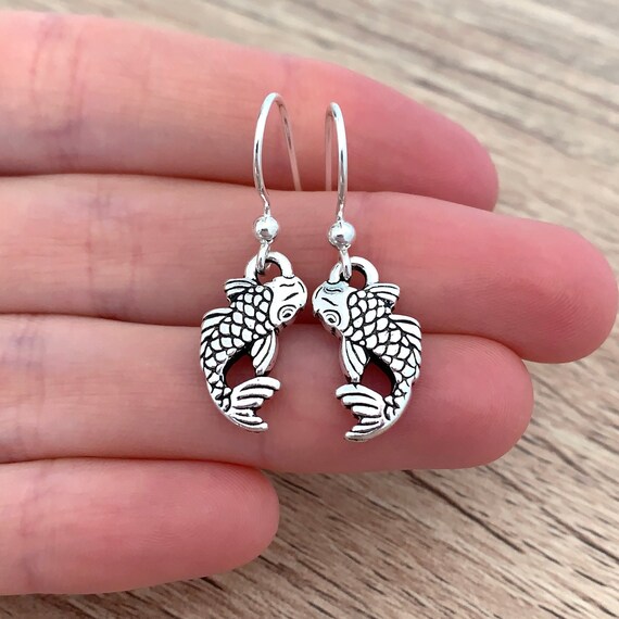 Silver Fish Earrings - Sterling Silver Fish Jewelry