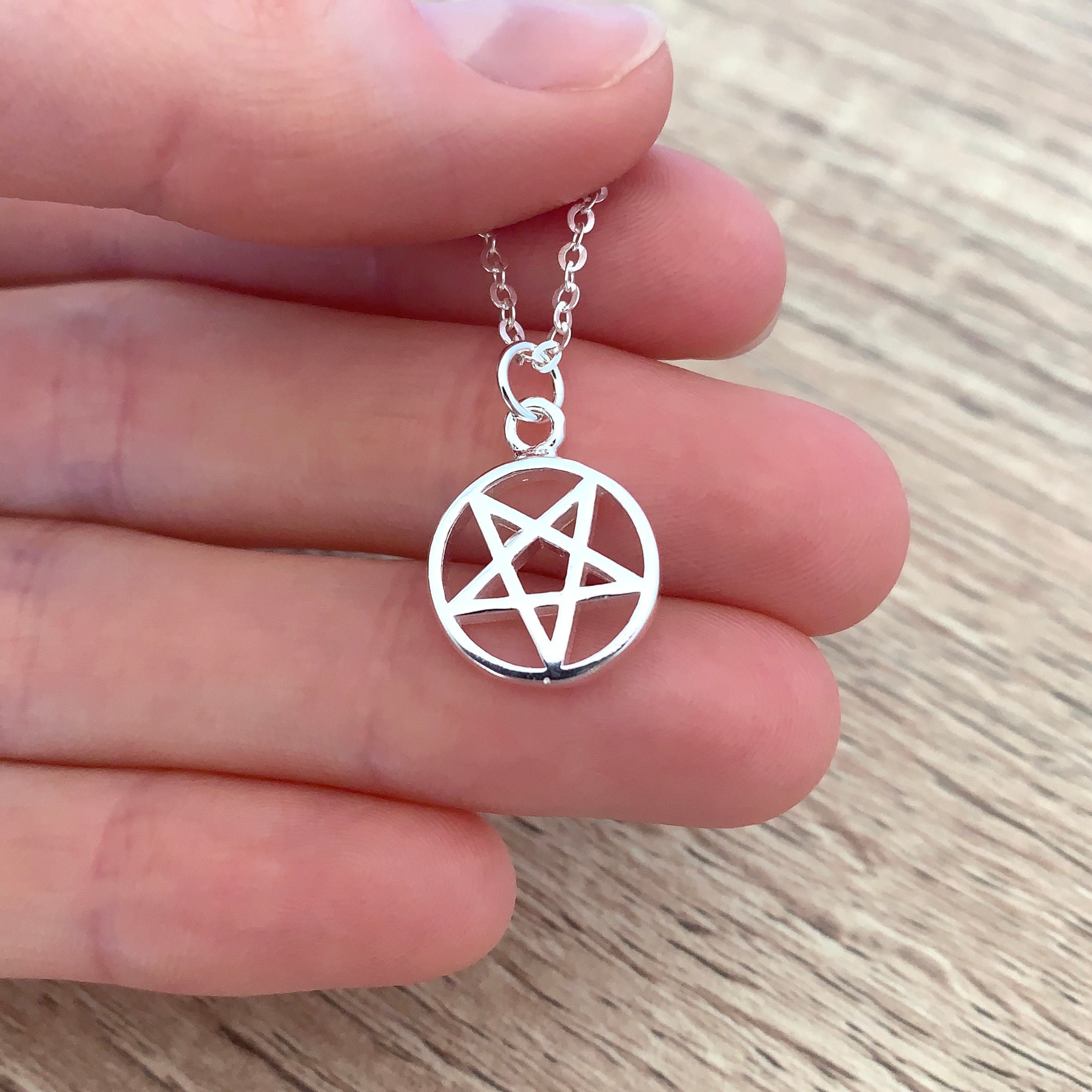 925 sterling silver wicca inverted pentagram pendant necklace A16 | eBay