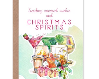 Hand painted watercolor christmas card Cool christmas card | Etsy