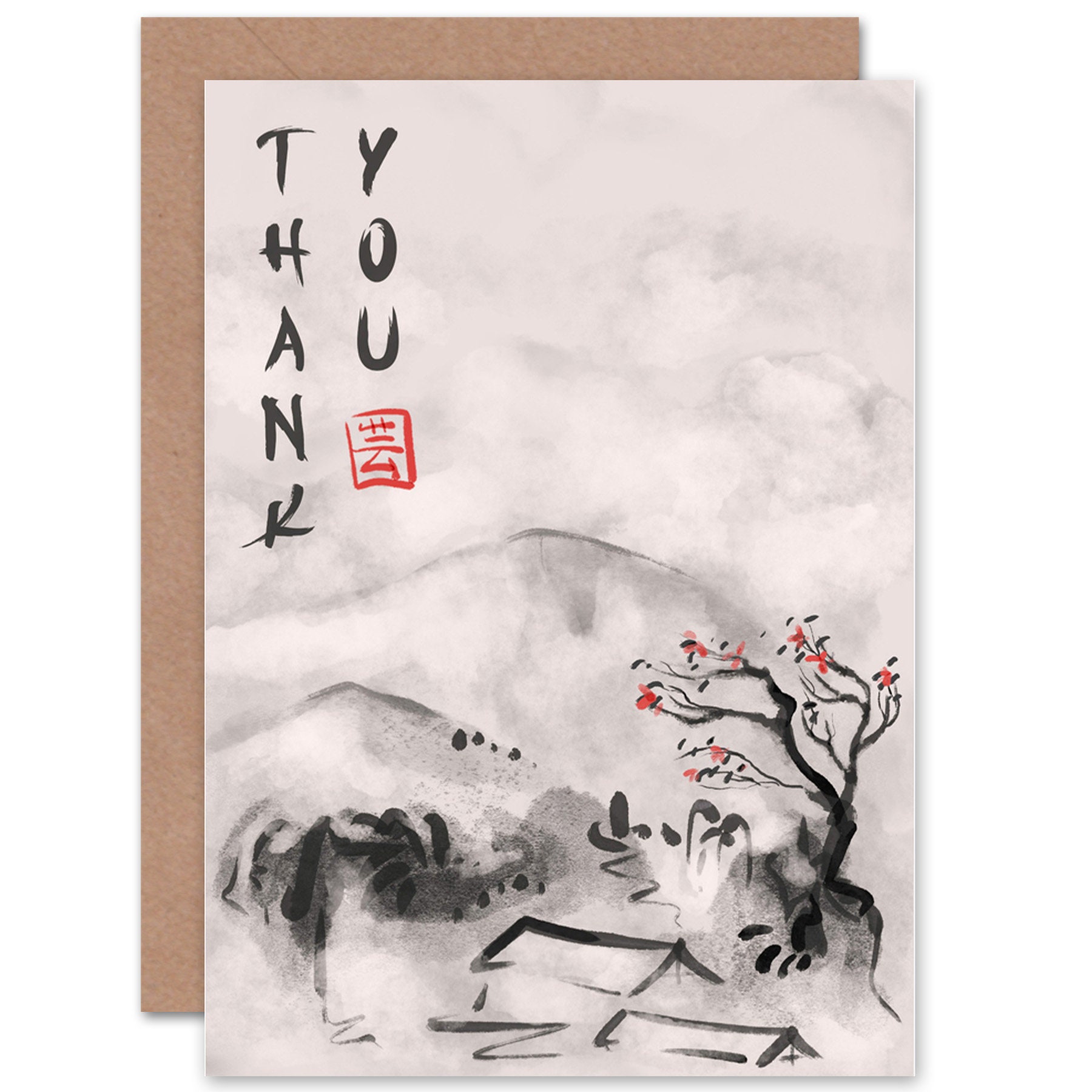 Card Greeting Thanks Thank You Japanese Style Gift CP3048 Etsy
