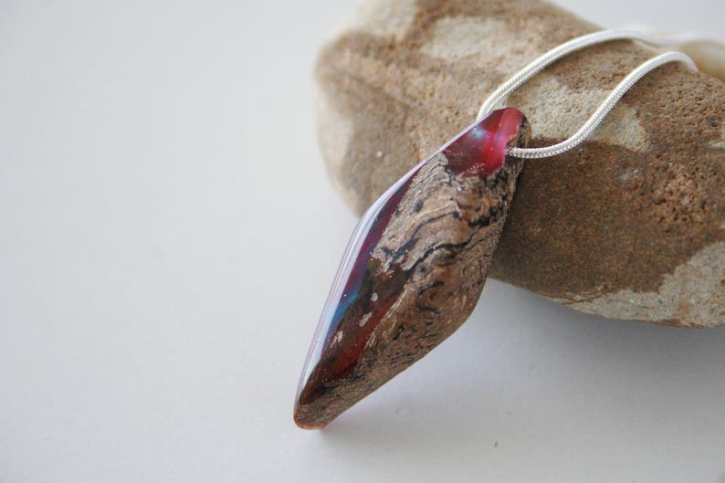 Wood & Resin Pendant Wood Resin Jewelry Diamond Shape Etsy