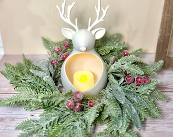 Reindeer Candle Holder, Christmas Candle Holder, Reindeer Christmas Decor, Holiday Centerpiece, Christmas Table Decor, Reindeer Gift