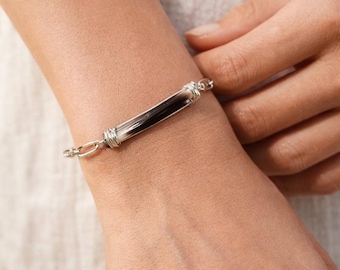 Wildwood Quill Bar Bracelet – Silver Porcupine Quill Jewelry, Minimalist Nature Inspired Gift for Her