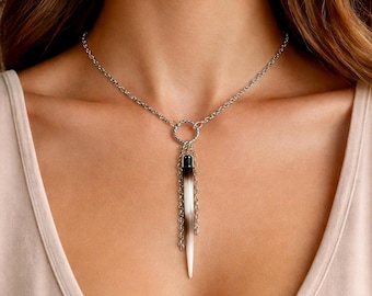 Silver Quill Pendant by Wildwood Quillworks | Boho Jewelry | Pendant Necklace | Beaded | Gift for Her