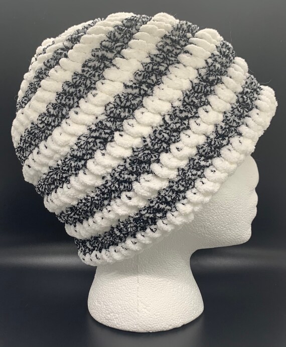 Toto Striped Crochet Winter Beanie Hat 