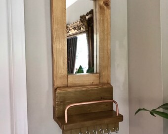 Entryway Organizer With Mirror Etsy