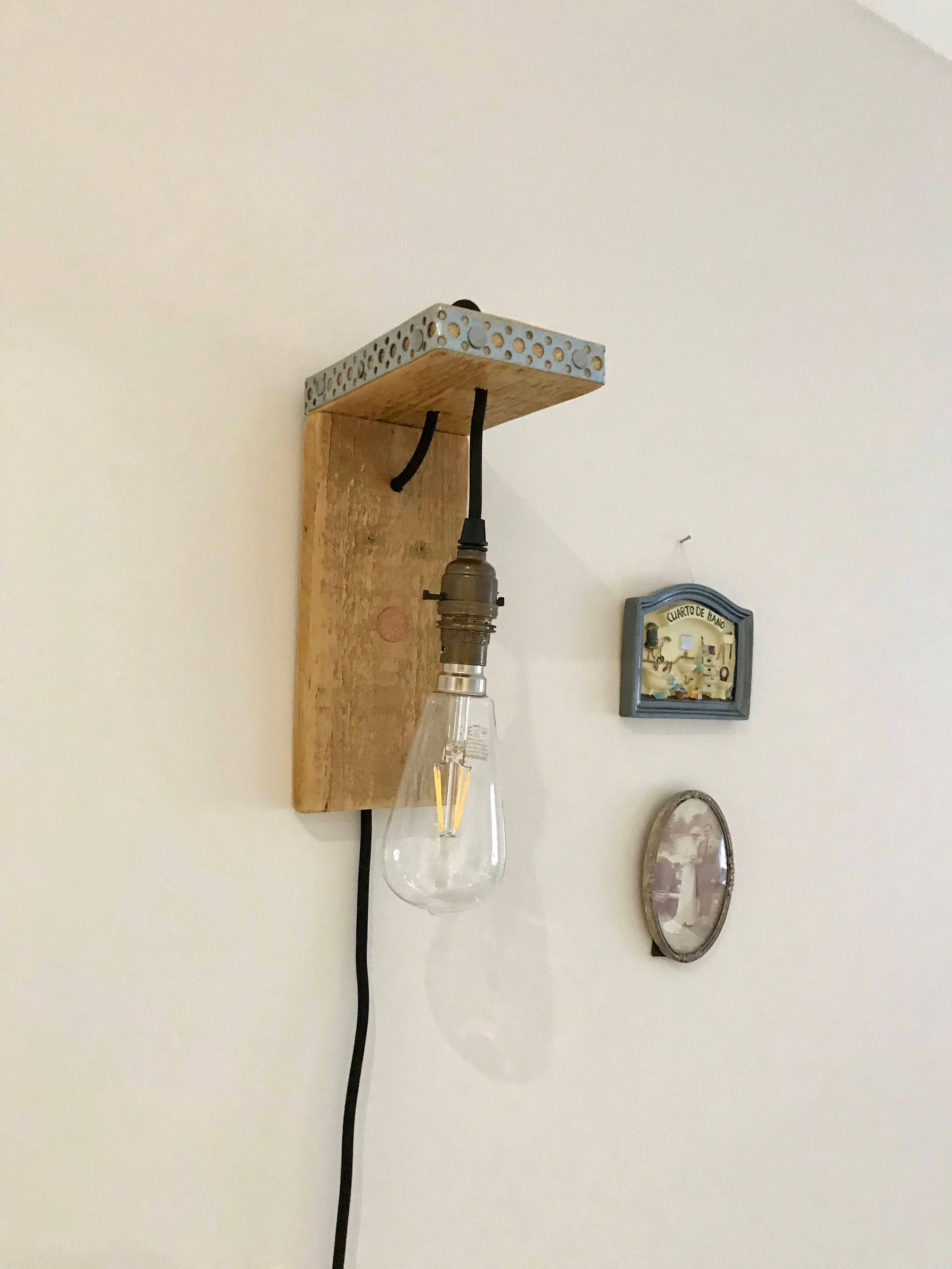 Wall Light Plug In Wooden Light Rustic Wall Light Timber Etsy