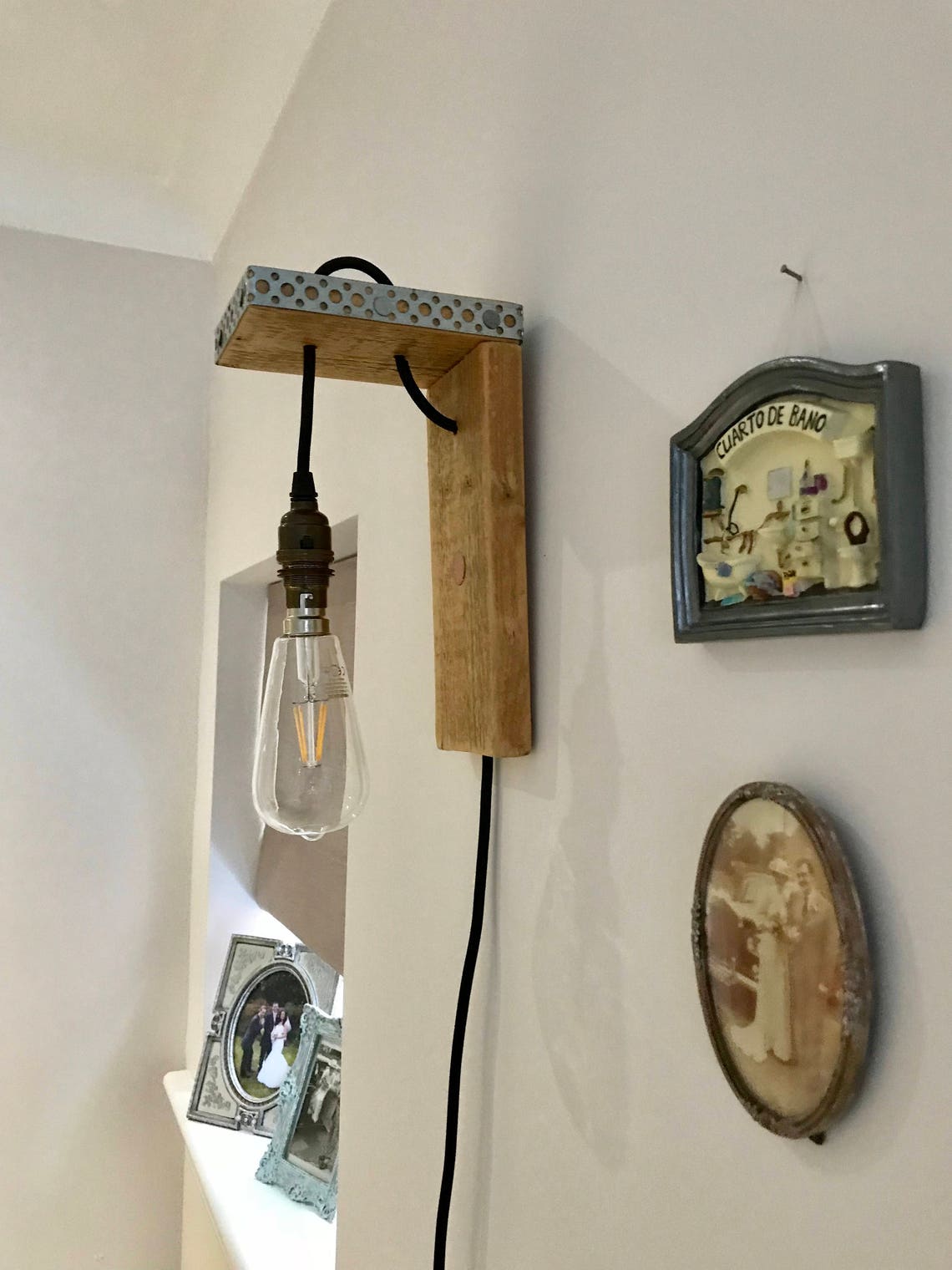 Wall Light Plug In Wooden Light Rustic Wall Light Timber Etsy