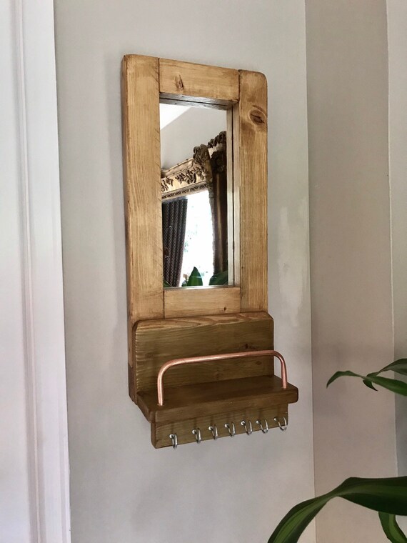 Mirror Combined With Letter Rack And Key Hooks Rustic Timber Letter Rack And Key Hooks Rustic Timber