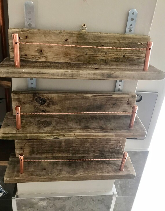 Small Shelving Unit Reclaimed Wood Pure Mineral Copper Spices Knick Knacks Shelf Small Shelves Unusual Unique Rustic Farmhouse