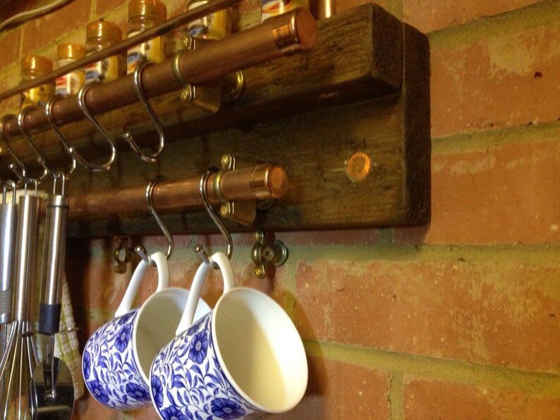 Spice Rack Wood & Mineral Copper Spice Rack Kitchen Utensil | Etsy