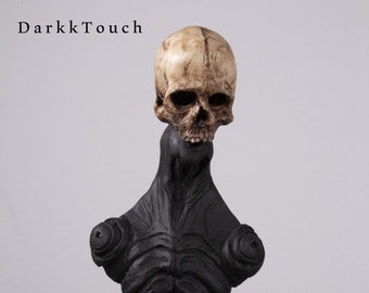 Skull skullpture  skull on a mini bust sculpture macabre art darkktouch skull sculpture