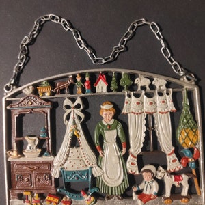 Kuhn Zinn Hand-Decorated Vintage Pewter Hanging Craft Signs