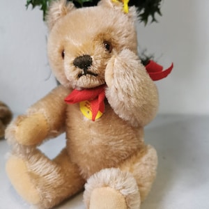 Steiff Teddybeer, vintage maar in uitstekende staat. Met knop in het oor die de originele Steiff identificeert.  Hoogte 18 cm.