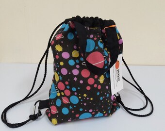 Reversible Drawstring Bag, Kids, Kids Drawstring Bag, Rucksack, Kids Rucksack, Drawsrting Bag, Space, Planets, Gift Bag, Holiday Bag, Unisex