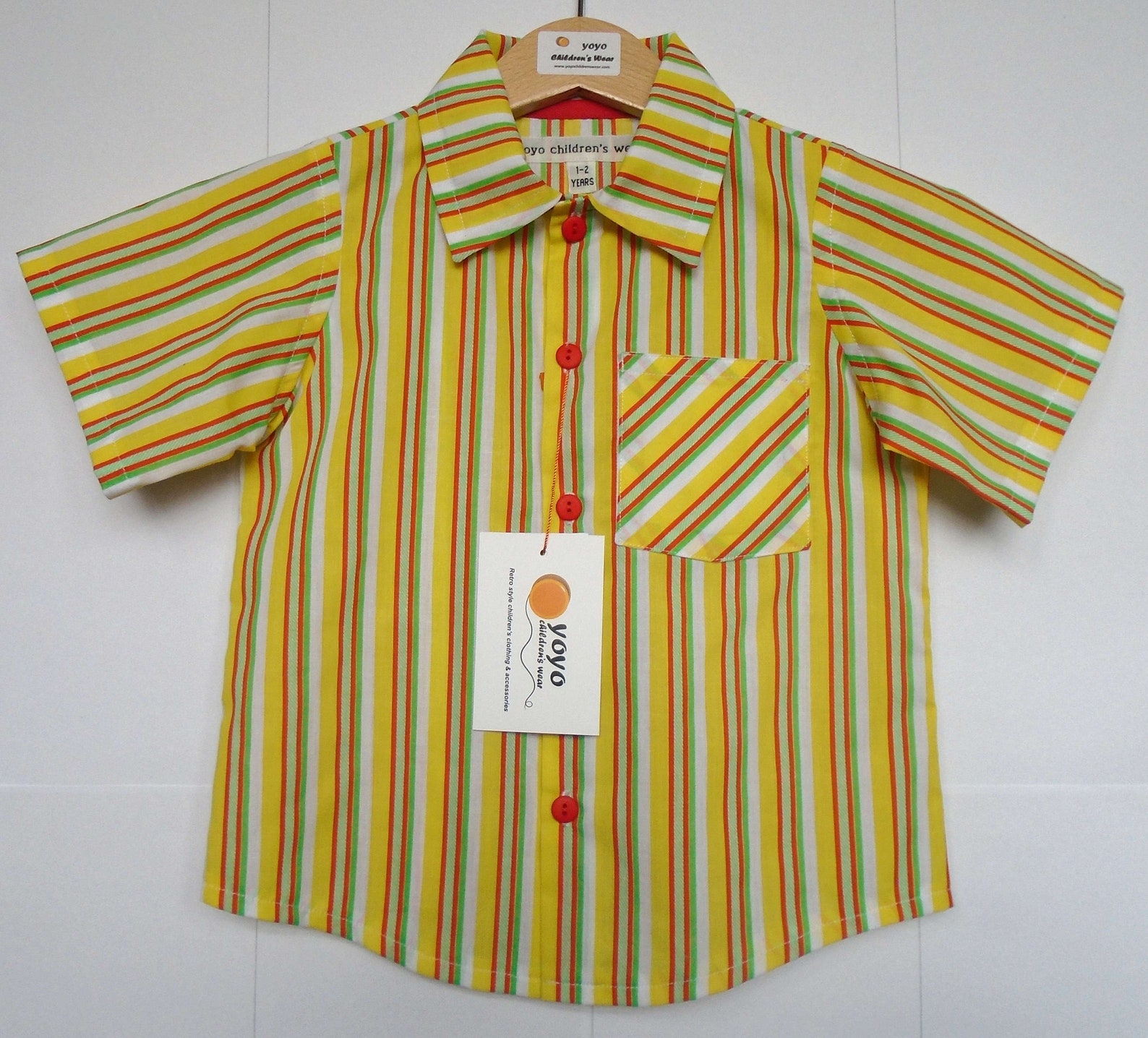 Boys Yellow Stripes Short Sleeve Button Up Shirt Yellow Etsy
