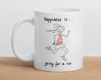 Running mug - running gift - runner gift - funny running gift - running coffee mug - marathon runner mug - happiness is running