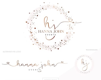 Watercolor Logo Design Branding Kit, Business Makeup Wedding Logo