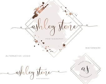 Branding kit  package Logo design, Watercolor photography calligraphy logo, Business premade wedding watermark logo design