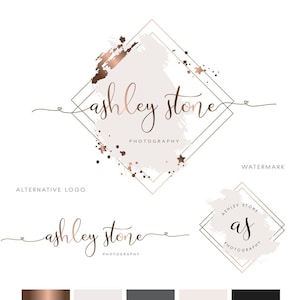 Branding kit  package Logo design, Watercolor photography calligraphy logo, Business premade wedding watermark logo design