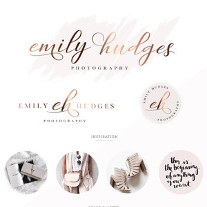 Logos & Branding kit Branding package Logo, Photo Package Watermark logo, Photography Rose gold logo, Premade business logo design image 1