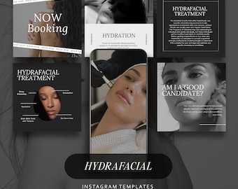 Hydrafacial Instagram Templates for Estheticians Med Spas |  Esthetician Bundle | Hydrafacial Templates | Skincar & Facial Treatment