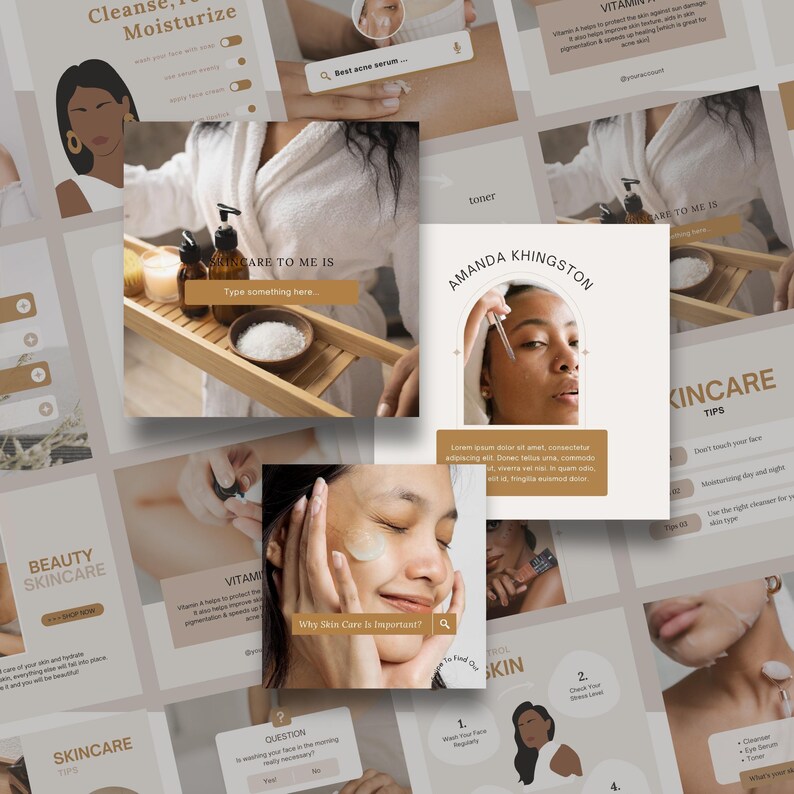 300 INSTAGRAM SKINCARE POST Bundle, Luxury Esthetician Ig Beauty Content, Editable Canva Template For Beauty Blogger, Influencers, Med Spas image 3