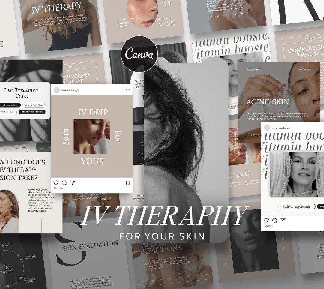 Iv Therapy IV Drip Instagram Templates Nurse Injector and Esthetician ...