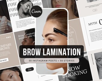 Modelli Instagram Brow Tech / Pacchetto modelli Instagram Brow Lamination / Post Instagram Canva per tecnici artisti sopracciglia