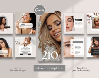 210 Mua instagram post Makeup instagram templates, beauty mua canva instagram templates, skincare esthetician template posts, beauty bundle