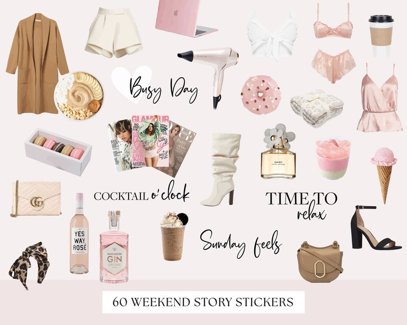 Friday-Sunday stickers,weekend story stickers,relax story stickers,Weekdays stickers,insta story stickers,Instagram Sticker,Planner clip art image 1