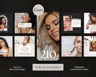 Esthetician makeup artist Beauty mua Makeup instagram template post, canva instagram templates, skincare template posts, beauty bundle