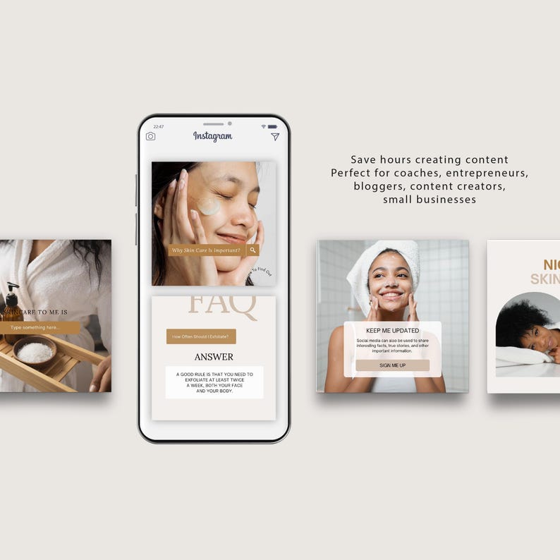 300 INSTAGRAM SKINCARE POST Bundle, Luxury Esthetician Ig Beauty Content, Editable Canva Template For Beauty Blogger, Influencers, Med Spas image 9