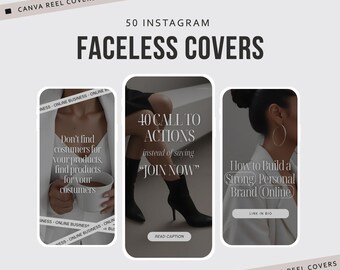 Faceless Instagram Reel Covers | 50 Boss Babe Templates (Digital Download)