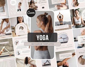 Yoga Instagram Post Templates for Canva (50 Posts & Stories)