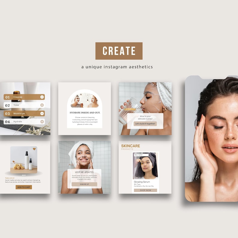 300 INSTAGRAM SKINCARE POST Bundle, Luxury Esthetician Ig Beauty Content, Editable Canva Template For Beauty Blogger, Influencers, Med Spas image 5