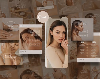 Esthetician Skincare template for instagram, Luxury esthetician Template posts, Skincare Canva Quotes, Skincare  posts, Templates