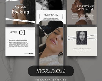 Hydrafacial Instagram Templates for Estheticians Med Spas |  Esthetician Bundle | Hydrafacial Templates | Skincar & Facial Treatment