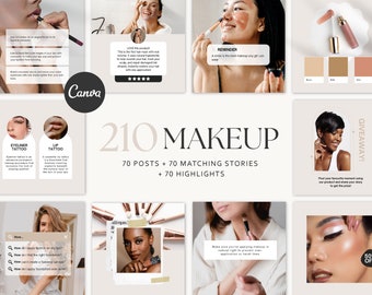 210 Makeup instagram template Makeup instagram post, beauty mua canva instagram template, skincare esthetician template posts, beauty bundle