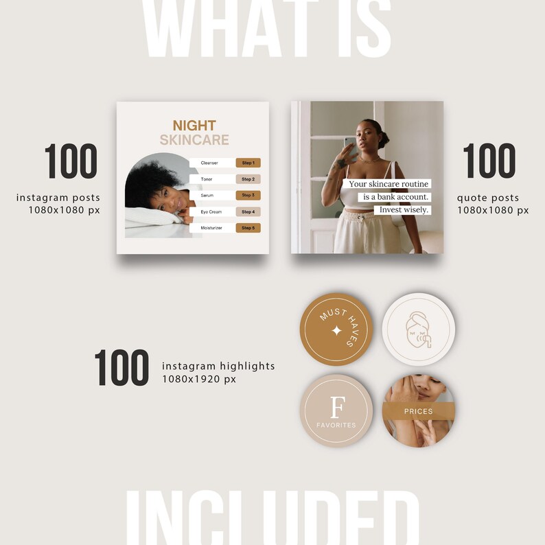 300 INSTAGRAM SKINCARE POST Bundle, Luxury Esthetician Ig Beauty Content, Editable Canva Template For Beauty Blogger, Influencers, Med Spas image 2